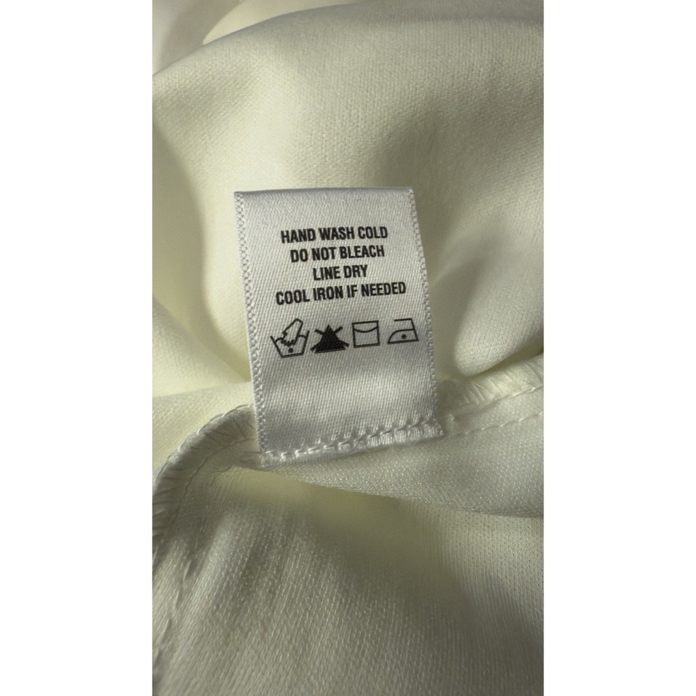 MSK Size S Cream Shift Dress Sleeveless Rhinestone Lace Hem Cocktail Holiday - Picture 3 of 3